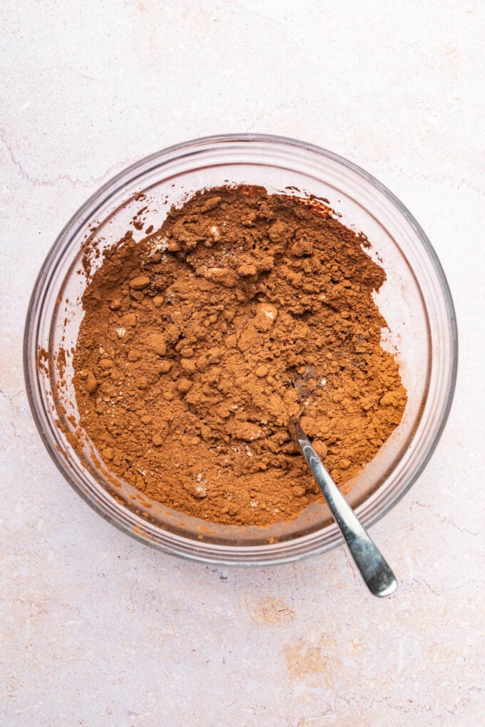 Mixing bowl with cocoa powder