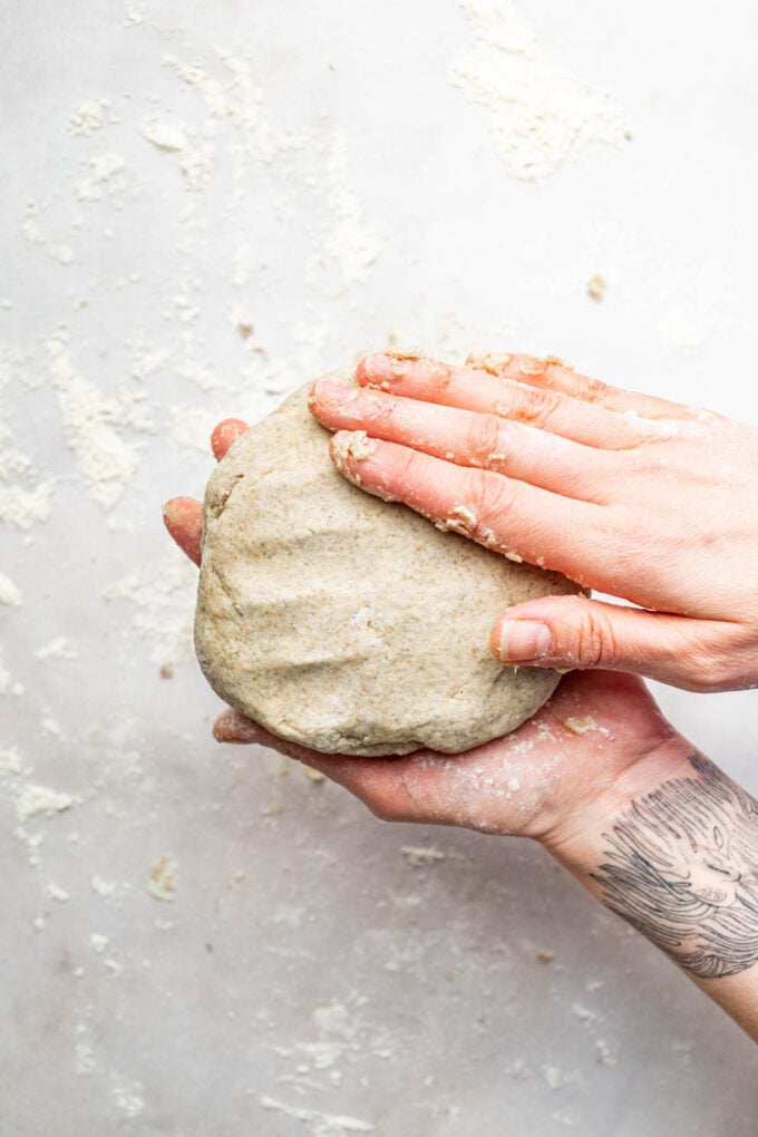 hand holding dough
